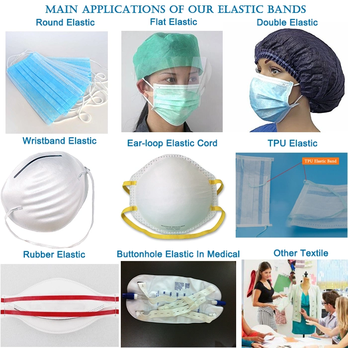Extra Strength Disposable Medical Flat Elastic Earloop for Face Mask