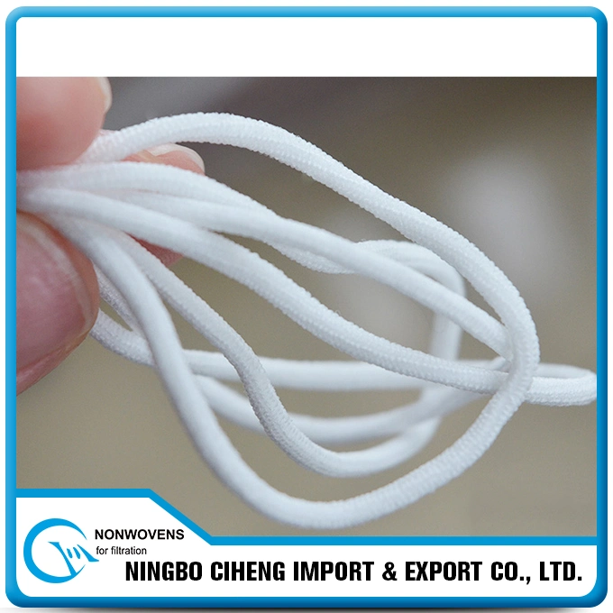 3 Ply Earloop 2.5mm Fine White Round Elastic Cord for Face Masks