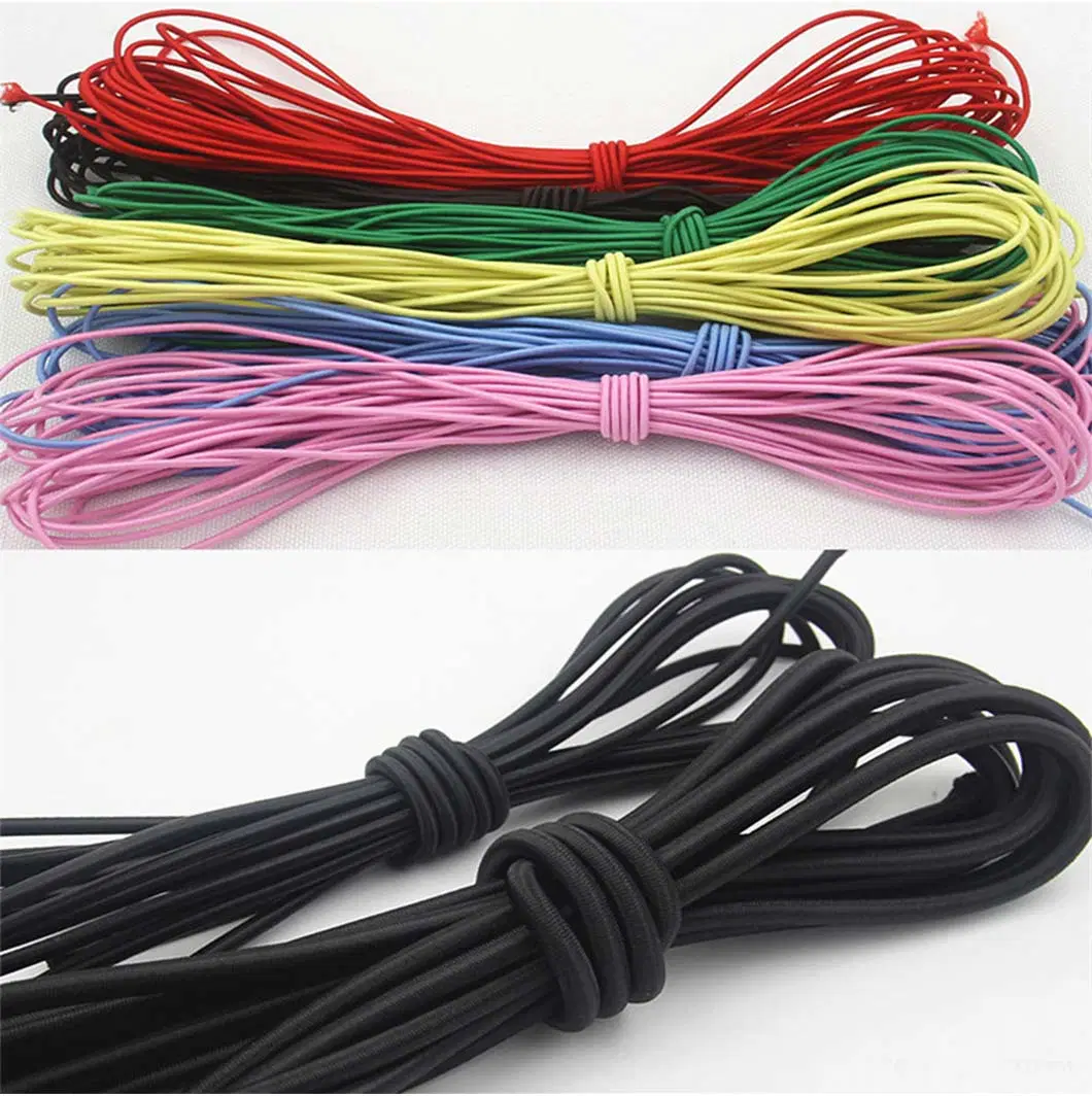 Core Spun Multi Size Elastic Round Solid Rubber Rope Round Cord Elastic Polyester Braided Cord
