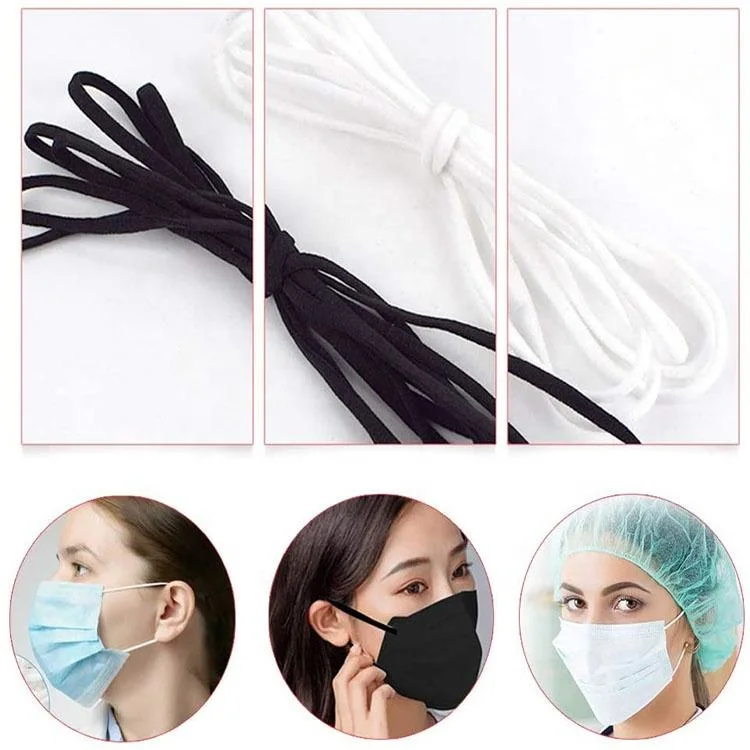 3mm5mm6mm7mm8mm Cup Mask Headwear Elastic Band Polyester Rubber Crochet with Spandex Rubber Band