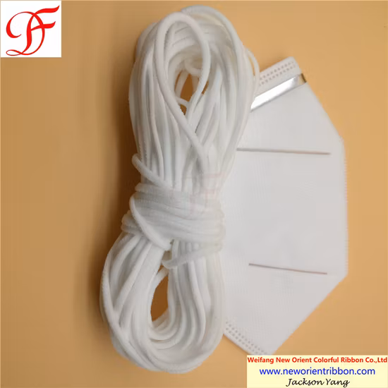 White Black Colorful Earloop for Face Mask 2.5mm 3mm 5mm 7mm Elastic Ear Loop White Black Colorful Earloop